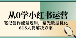 从0学小红书运营,笔记创作流量逻辑,聚光数据优化,618大促解决方案-琴书聊项目
