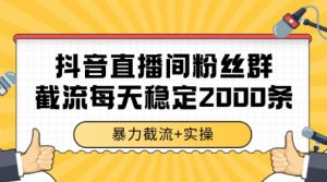 抖音直播间粉丝群暴力截流,一台电脑每天稳定2000条数据【揭秘】-琴书聊项目
