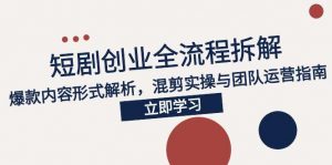 2025短剧创业全流程拆解，爆款内容形式解析，混剪实操与团队运营指南-琴书聊项目