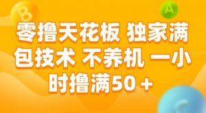 零撸天花板，独家满包技术，不用养机，一小时撸满50+，收益稳定【揭秘】-琴书聊项目
