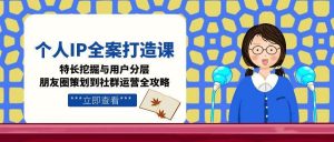 个人IP全案打造课，特长挖掘与用户分层，朋友圈策划到社群运营全攻略-琴书聊项目