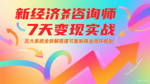 新经济咨询师 7 天变现实战：五大系统全拆解搭建可复制商业闭环模型-琴书聊项目