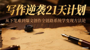 写作逆袭21天计划：从下笔难到爆文创作全链路系统学变现方法论-琴书聊项目