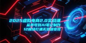 2025虚拟电商2.0实战课，从养号到AI笔记制作，12模块打通无货源变现-琴书聊项目