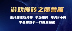 游戏搬砖之魔兽篇，稳定吃排骨每天3小时【揭秘】-琴书聊项目