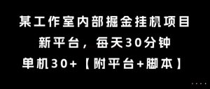 某工作室内部掘金挂G项目，新平台，每天30分钟，单机30+【揭秘】-琴书聊项目
