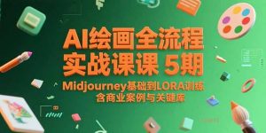 AI绘画全流程实战课5期,Midjourney基础到LORA训练,含商业案例与关键词库-琴书聊项目