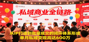 私域商业全链路，从IP打造到批量成交的闭环体系形成，单月私域变现600万-琴书聊项目