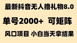 抖音无人撸礼物8.0玩法 全新风口 见效果快 全无人 单号当天产出2000+-琴书聊项目