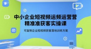 中小企业短视频运营精准获客实操课,可复制企业短视频获客落地训练方案-琴书聊项目