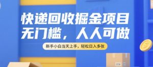 快递回收掘金项目，无门槛，人人可做，新手小白当天上手，轻松日入多张【揭秘】-琴书聊项目
