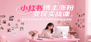 小红书博主涨粉变现实战课，新手快速涨粉并实现低粉高变现全流程-琴书聊项目