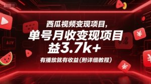 西瓜视频变现项目，单号月收益3.7k+，有播放就有收益(附详细教程)-琴书聊项目