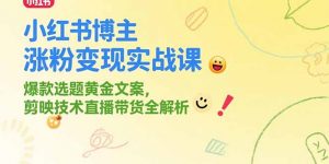 小红书博主涨粉变现实战课,爆款选题黄金文案,剪映技术直播带货全解析-琴书聊项目