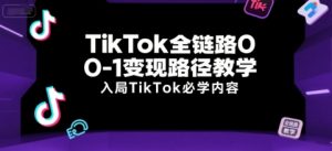 TikTok全链路0-1变现路径教学,入局TikTok必学内容-琴书聊项目