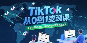 TikTok从0到1变现课，账号注册全流程，爆款内容制作与矩阵运营-琴书聊项目