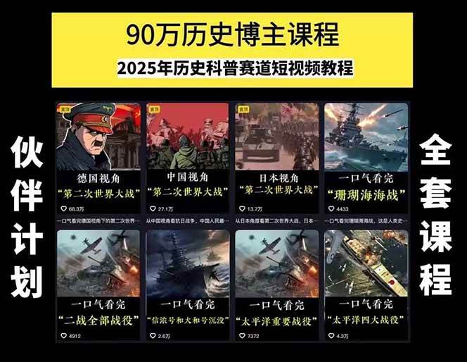 图片[1]-短视频历史赛道实战教程，手机电脑双端剪辑教程和账号运营指南与变现技巧-琴书聊项目