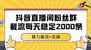 抖音直播间粉丝群截流，稳定采集数据全行业通用 2000条数据一天【揭秘】-琴书聊项目