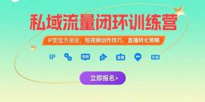 私域流量闭环训练营：IP定位方法论，短视频创作技巧，直播转化策略-琴书聊项目