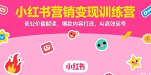 小红书营销变现训练营,商业价值解读,爆款内容打造,AI高效起号-琴书聊项目