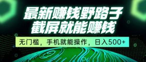 最新野路子截屏就能挣钱，无门槛，手机就能操作，日入5张【揭秘】-琴书聊项目
