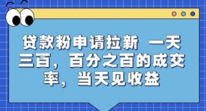 贷款粉申请拉新，一天三张，百分之百的成交率，当天见收益【揭秘】-琴书聊项目