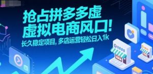 抢占拼多多虚拟电商风口：长久稳定项目，多店运营轻松日入1k-琴书聊项目