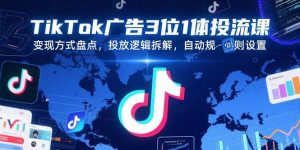 TikTok广告3位1体投流课，变现方式盘点，投放逻辑拆解，自动规则设置-琴书聊项目