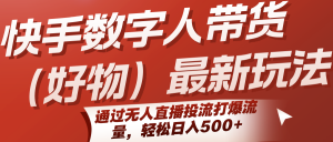 快手数字人带货(好物)最新玩法，通过无人直播投流打爆流量，轻松日入500+-琴书聊项目
