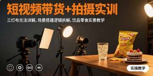 短视频带货+拍摄实训：三灯布光法详解,场景搭建逻辑拆解,饮品零食实景教学-琴书聊项目