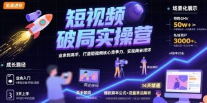 短视频破局实操营，业余到高手，打造短视频核心竞争力，实现商业闭环-琴书聊项目