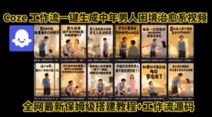 coze工作流一键生成”中年男人困境扎心高涨粉高播放量图文视频”保姆级拆解教程，无需剪辑，无需拍摄写文案-琴书聊项目