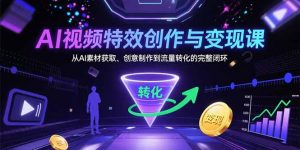 AI视频特效创作与变现课：从AI素材获取、创意制作到流量转化的完整闭环-琴书聊项目