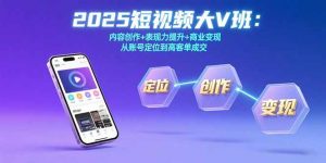 2025短视频大V班：内容创作+表现力提升+商业变现 从账号定位到高客单成交-琴书聊项目