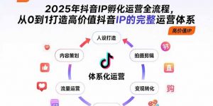 2025年抖音IP孵化运营全流程，从0到1打造高价值抖音IP的完整运营体系-琴书聊项目