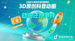 自制3D原创科普动画教程，动画还原事件，抖音最新热门赛道，可过伙伴计划-琴书聊项目