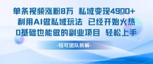 单条视频私域变现4.9k+利用AI做私域玩法 已经开始火热0基础也能做的副业项目轻松上手-琴书聊项目