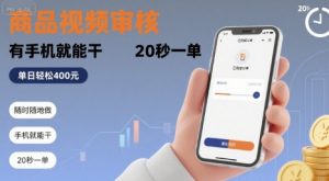 随时随地做！商品视频审核，有手机就能干，20 秒一单，单日轻松 4张+【揭秘】-琴书聊项目