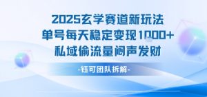2025玄学赛道新玩法单号每天稳定变现1k+私域偷流量闷声发财-琴书聊项目