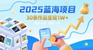 2025蓝海项目30条作品 变现1w+ 有手就能操作适合小白做-琴书聊项目