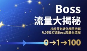 Boss流量大揭秘，从起号到转化细节拆解，从0到1打造Boss流量全流程-琴书聊项目