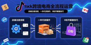 TikTok跨境电商全流程运营：店铺注册流程，一件代发操作，0粉开橱窗技巧-琴书聊项目