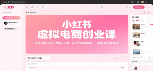 小红书虚拟电商创业课，系统拆解选品-内容-流量-变现，实现零成本变现-琴书聊项目