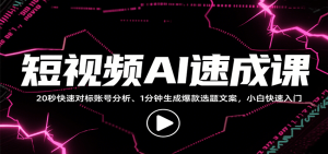 短视频AI速成课,找对标/定选题/拆结构/写文案等,小白快速上手解锁多样创作技能-琴书聊项目