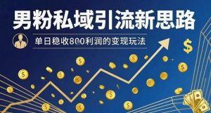 男粉私域引流新思路，单日稳收8张利润的变现玩法-琴书聊项目