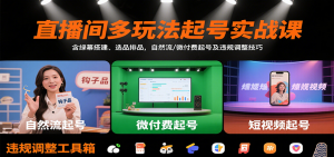 直播间多玩法起号实战课：含绿幕搭建、选品排品，自然流/微付费起号及违规调整技巧-琴书聊项目