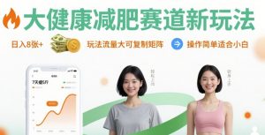 大健康减肥赛道新玩法日入8张，玩法流量大可复制矩阵，操作简单适合小白-琴书聊项目