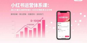 小红书运营体系课:通过大量实战案例拆解0-1000W爆款算法全攻略-琴书聊项目