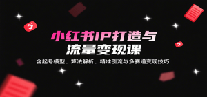 小红书IP打造与流量变现课:含起号模型、算法解析、精准引流与多赛道变现技巧-琴书聊项目