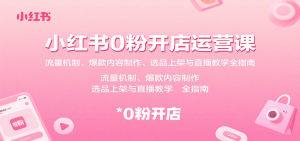 小红书0粉开店运营课：流量机制、爆款内容制作、选品上架与直播教学全指南-琴书聊项目